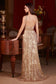 Halter Embroidered Sequin Fitted Side Slit Long Evening Dress CDCDS497-2