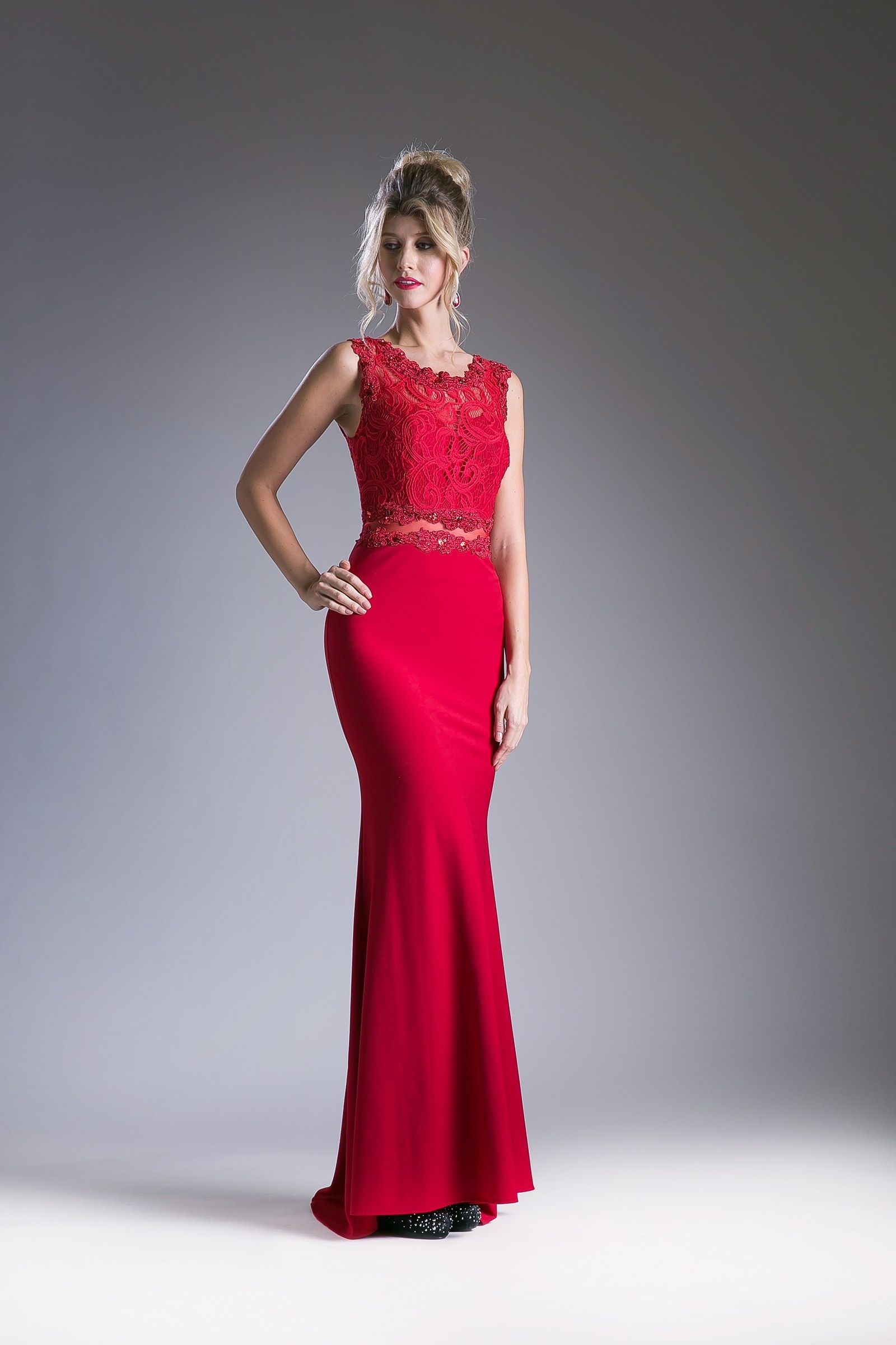 Fitted Gown With Lace Bodice-7