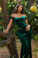 Off The Shoulder Sweetheart Bodice Cute Luxury Fitted Velvet Prom & Bridesmaid Dress CDCH139-1