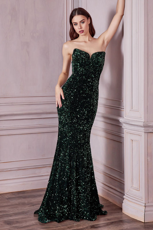 Strapless Sequin Gown-0