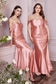 Plus Size Satin Strapless Fitted Elegant Wrapped Bodice Off Shoulder Gathered Waist Prom & Bridesmaid Dress CDCH163C-1