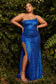 Strapless A-Symetrical Curvy Fit Sequin Gown-2