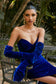 Velvet Strapless Fitted Gown With Gloves-6