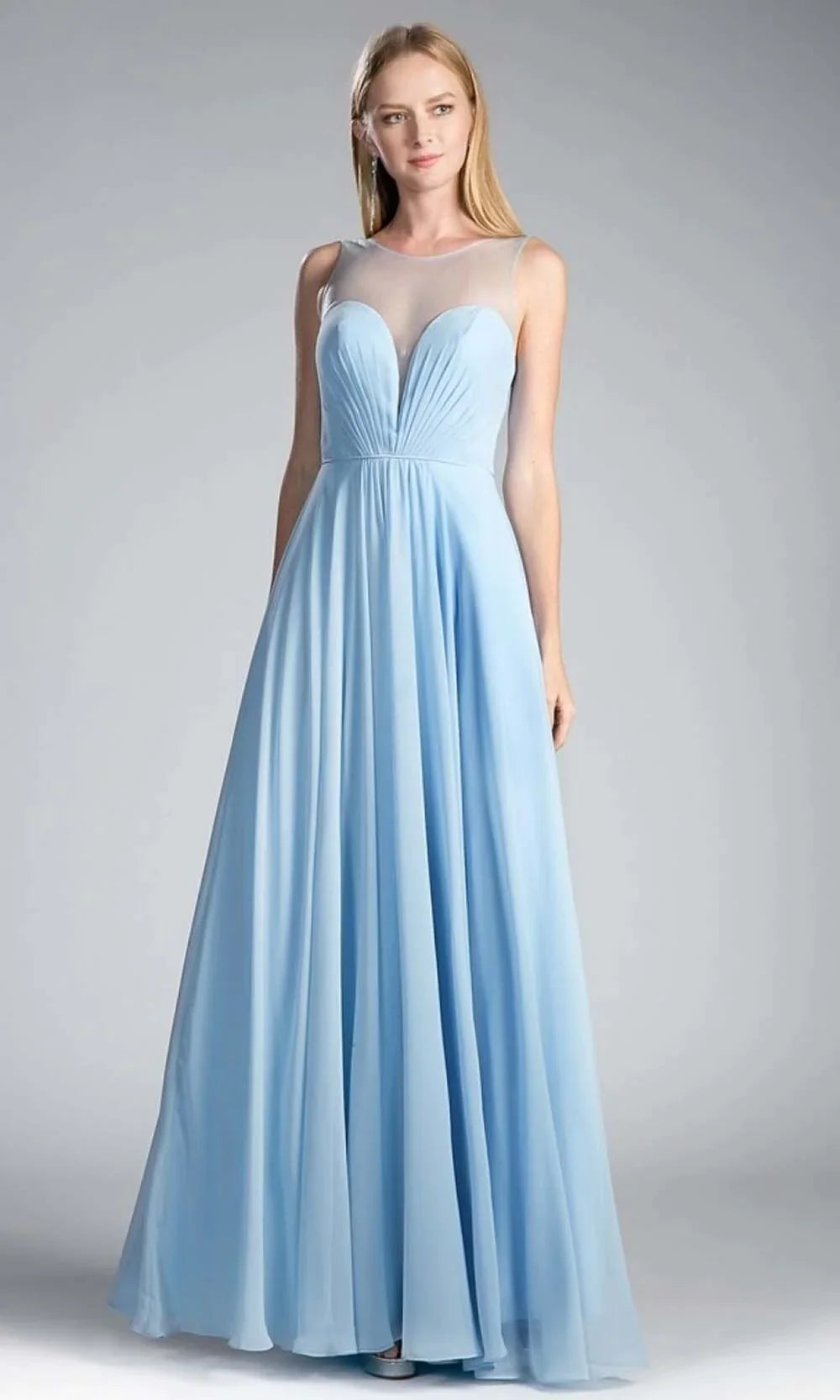 A-Line Chiffon Dress with Illusion Neckline-1