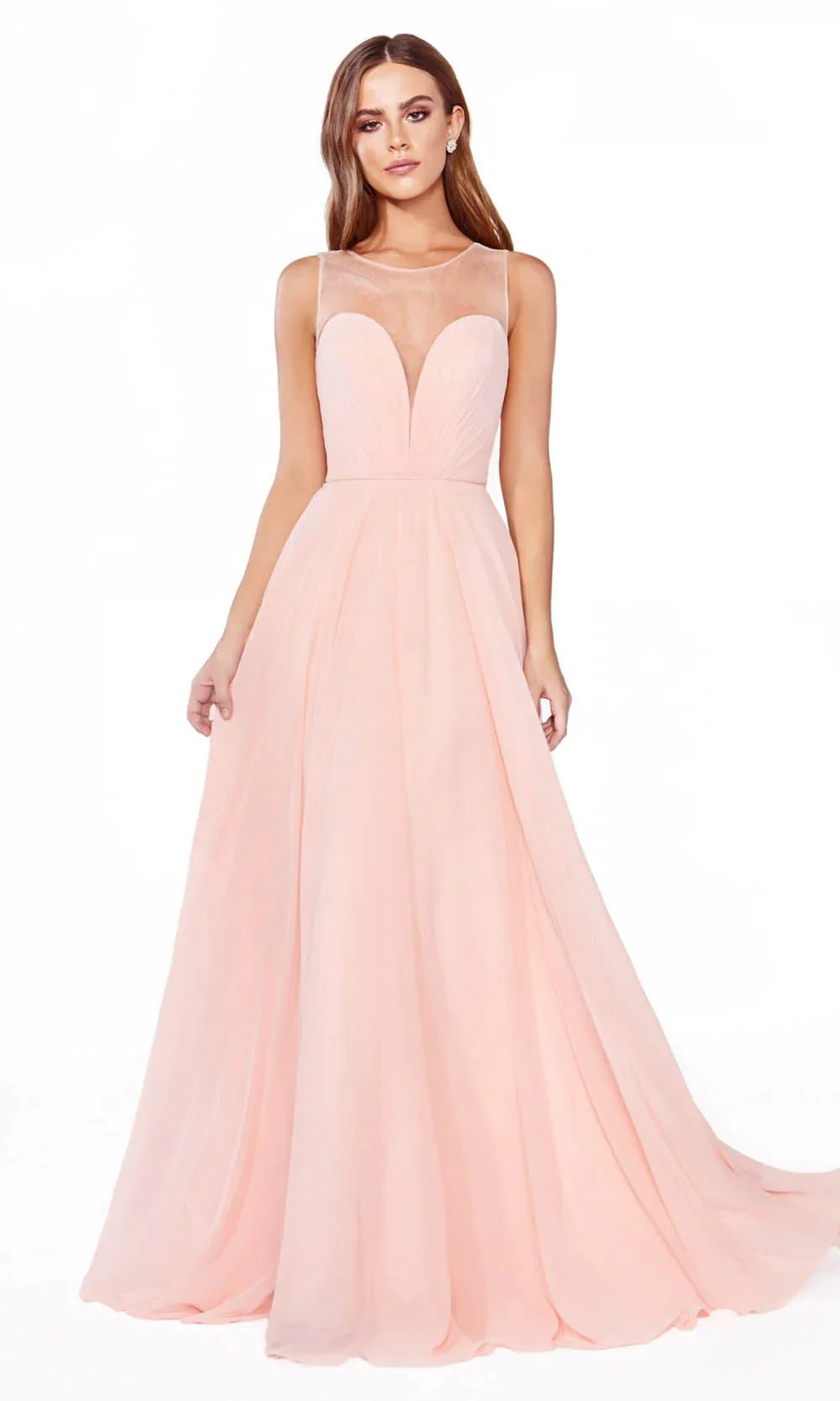 A-Line Chiffon Dress with Illusion Neckline-3