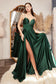 A-line Satin Illusion V-neckline Strap Dress Fitted Prom & Bridesmaid Gown CDCJ523-4