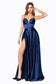 A-line Satin Illusion V-neckline Strap Dress Fitted Prom & Bridesmaid Gown CDCJ523-8