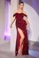 Velvet Sequins Fitted Gala Off Shoulder Sensual Draped Bodice Prom & Bridesmaid Dress CDCL03-1