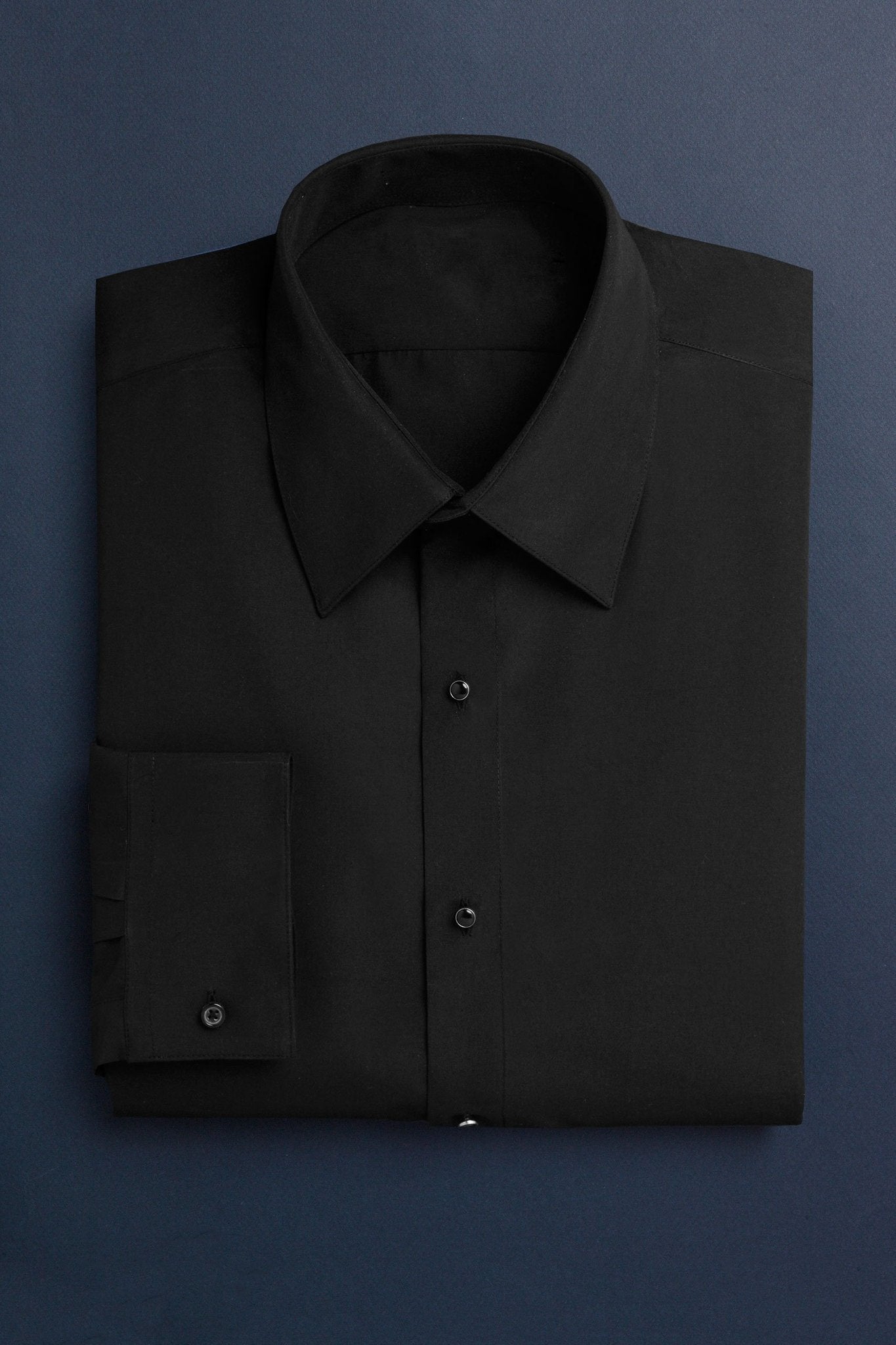 "Como" Black Laydown Tuxedo Classic Fit Shirt-1