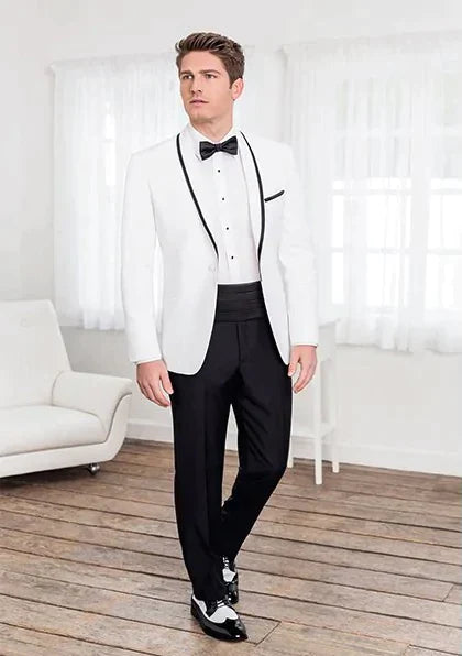 "Xavier" White Tuxedo Jacket-1
