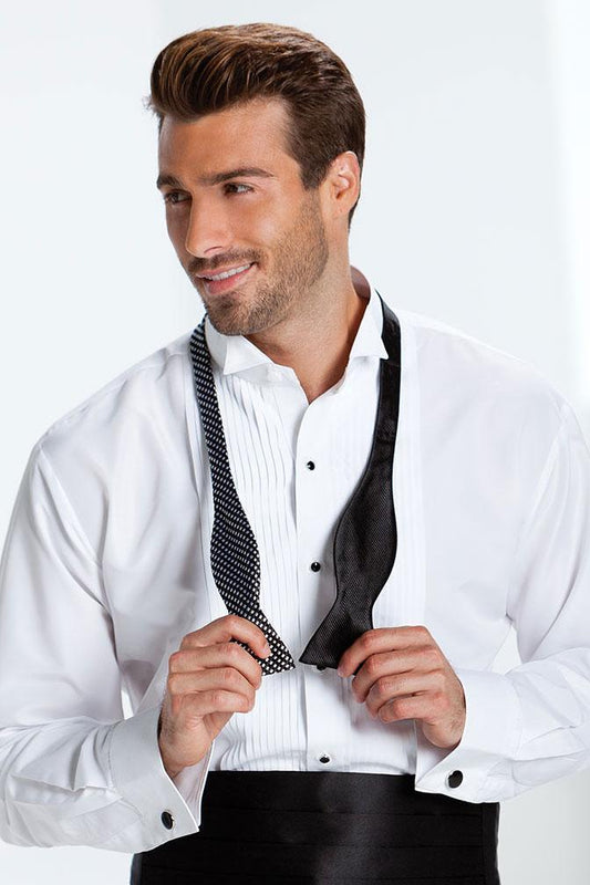"Dante" White Pleated Wingtip Tuxedo Classic Fit Shirt-0