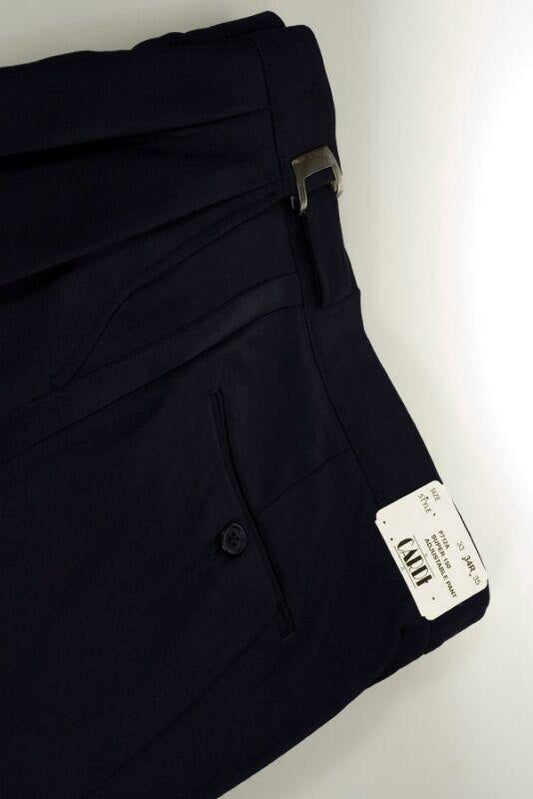 "Double Pleated" Navy Super 150's Luxury Viscose Blend Tuxedo Pants-0
