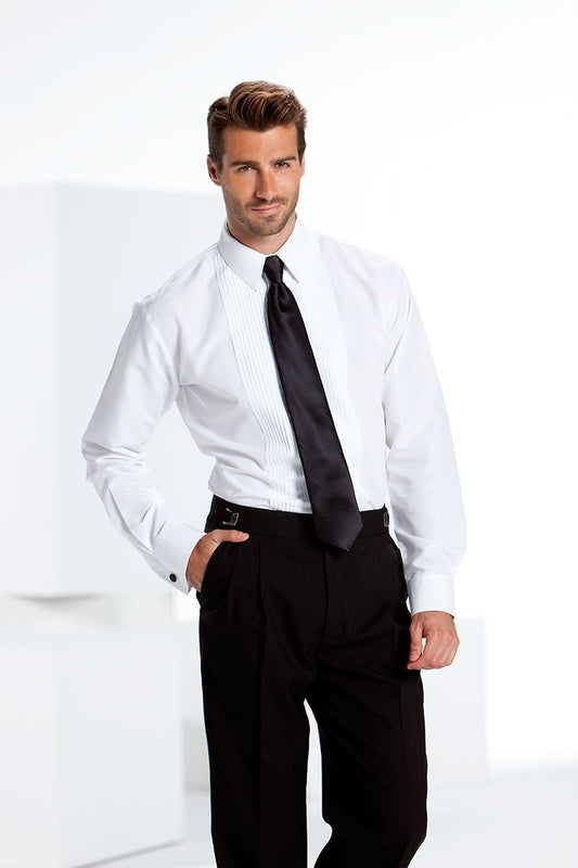 "Gianni" White Laydown Tuxedo Shirt-0
