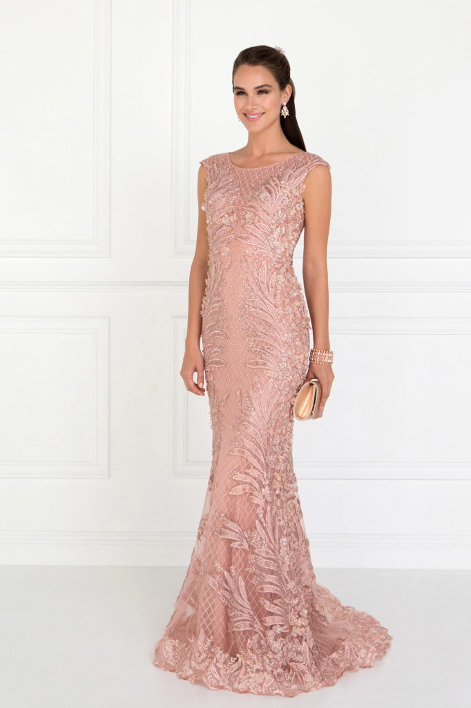 Mesh Mermaid Long Dress with Flower Attached-6