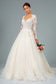 Illusion V-Neck Embroidered Mesh Wedding Gown w/ Sequin Lining-6