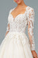 Illusion V-Neck Embroidered Mesh Wedding Gown w/ Sequin Lining-5