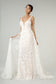 Illusion V-Neck Sheer Side and Back Mermaid Wedding Gown w/ Detachable Mesh Layer - Mask Not Included-5
