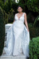 Illusion V-Neck Sheer Side and Back Mermaid Wedding Gown w/ Detachable Mesh Layer - Mask Not Included-7
