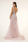 V-Neck Floral Embroidery Embellished Mesh A-Line Dress w/ Sheer Back - Mask Not Included-7
