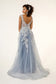 V-Neck Floral Embroidery Embellished Mesh A-Line Dress w/ Sheer Back - Mask Not Included-12