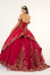Embroidered Mesh Strap Satin Quinceanera Dress w/ Mesh Tail - Mask Not Included-5