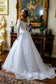 Cut-Away Shoulder Sheer Sleeve Embroidered Sweetheart Mesh Wedding Gown-5