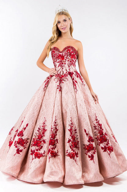 Beads Embellished Neckline Full Glitter Mesh Quinceanera Dress-0