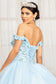 Cut-Away Shoulder 3D Floral Applique Embellished Quinceanera Dress-3