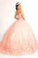 Cut-Away Shoulder 3D Floral Applique Embellished Quinceanera Dress-5
