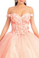 Cut-Away Shoulder 3D Floral Applique Embellished Quinceanera Dress-6