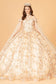 Cut-Away Shoulder Sweetheart Glitter Mesh Quinceanera Dress-0