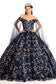 Cut-Away Shoulder Sweetheart Glitter Mesh Quinceanera Dress-1
