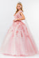 3D Floral Applique Glitter Mesh Quinceanera Dress w/ Detachable Cape Sleeve-9