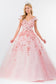 3D Floral Applique Glitter Mesh Quinceanera Dress w/ Detachable Cape Sleeve-10
