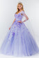3D Floral Applique Glitter Mesh Quinceanera Dress w/ Detachable Cape Sleeve-15