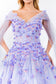 3D Floral Applique Glitter Mesh Quinceanera Dress w/ Detachable Cape Sleeve-16