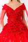 3D Floral Applique Glitter Mesh Quinceanera Dress w/ Detachable Cape Sleeve-6