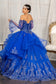 Sweetheart Cut-Away Shoulder Quinceanera Dress w/ Mesh Long Sleeves-5