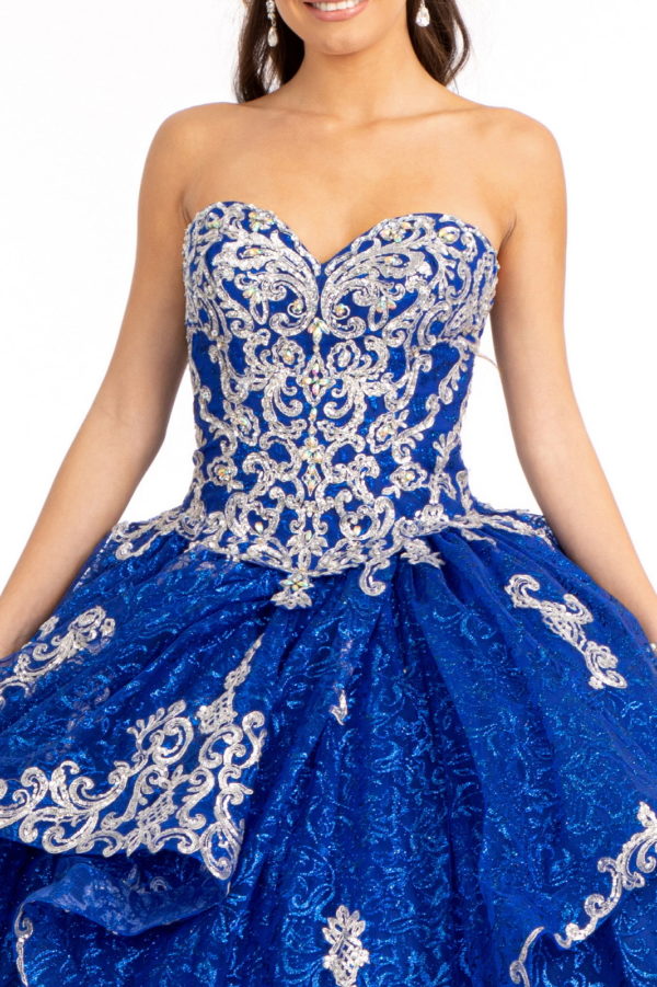 Sequin Pattern and Jewel Embellished Glitter Mesh Sleeveless Quinceanera Dress-6