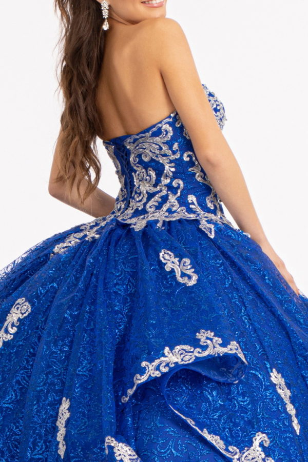 Sequin Pattern and Jewel Embellished Glitter Mesh Sleeveless Quinceanera Dress-7