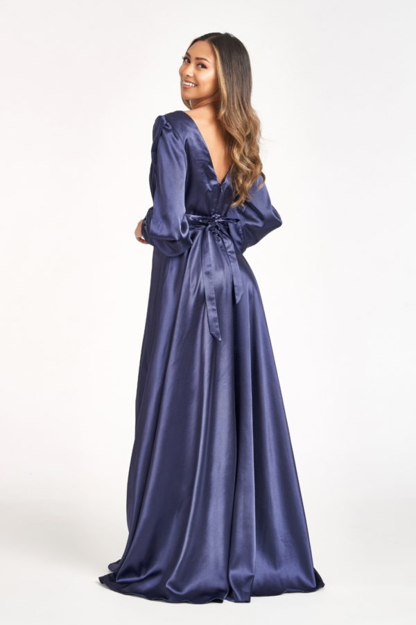Tantalizing V-neckline A-line Slit Maxi Dress from Elizabeth K-6