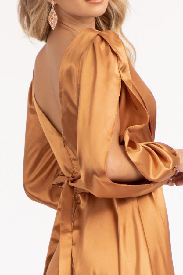 Tantalizing V-neckline A-line Slit Maxi Dress from Elizabeth K-11