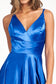 V-Neck Spaghetti Strap A-Line Satin Long Dress-10