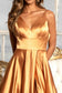 V-Neck Spaghetti Strap A-Line Satin Long Dress-15