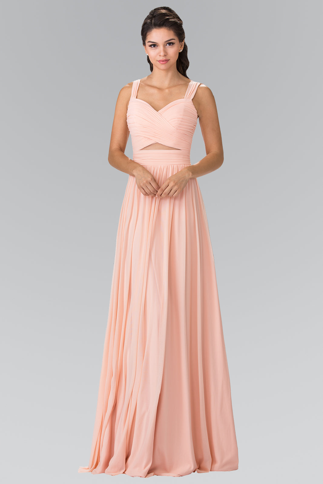 Pleated Bodice Bridesmaids Long Prom Dress GLGL2366-0