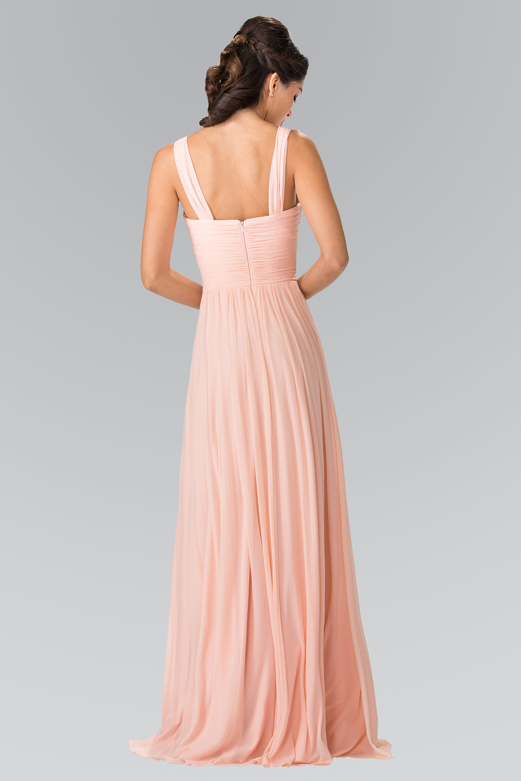 Pleated Bodice Bridesmaids Long Prom Dress GLGL2366-1