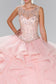 Full Beaded Bodice Illusion Sweethearted Ball Gown /w Bolero-7