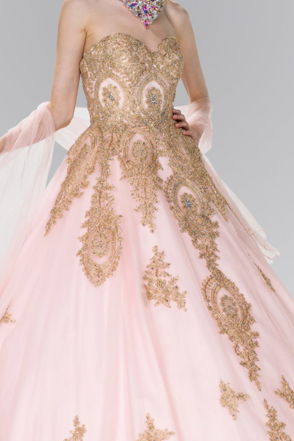 Tulle Sweetheart Ball Gown with Embroidery and Beads - Mask Not Included-7