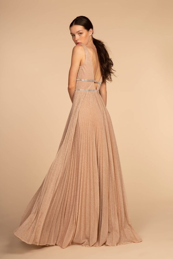 Metallic Jewel V-Back Long Dress-6