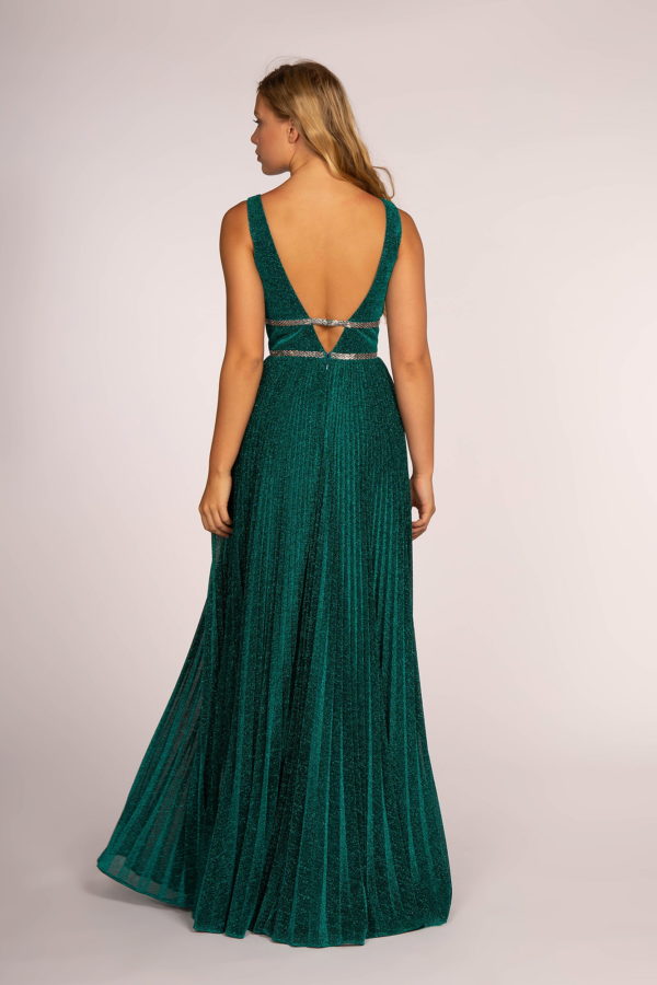 Metallic Jewel V-Back Long Dress-9